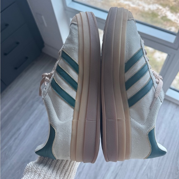 Adidas Gazelle Platform Sneakers - Cream & Green - Picture 2 of 6